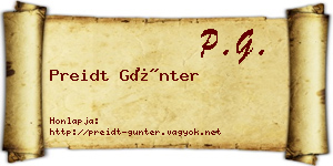 Preidt Günter névjegykártya
